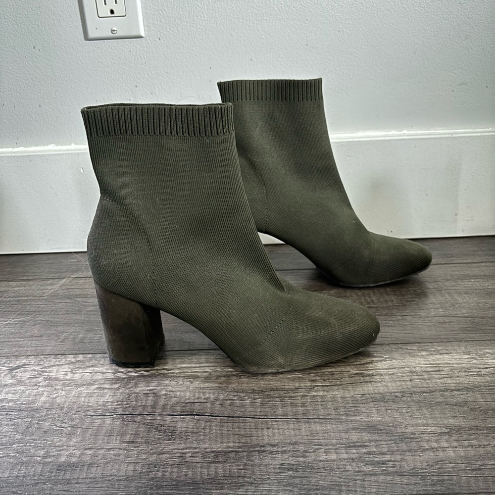 DSW Olive Heeled Sock Boots